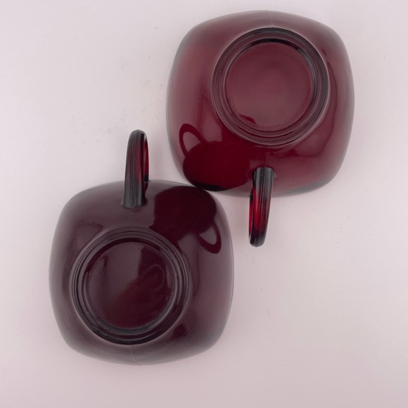 Vintage, Red Square Cups, Charm Ruby Pattern, Set of 2 by Fire King - Picture 6 of 9